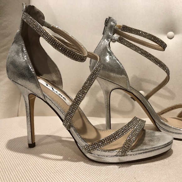 Nina Shoes Shoes - Silver Rhinestone heels